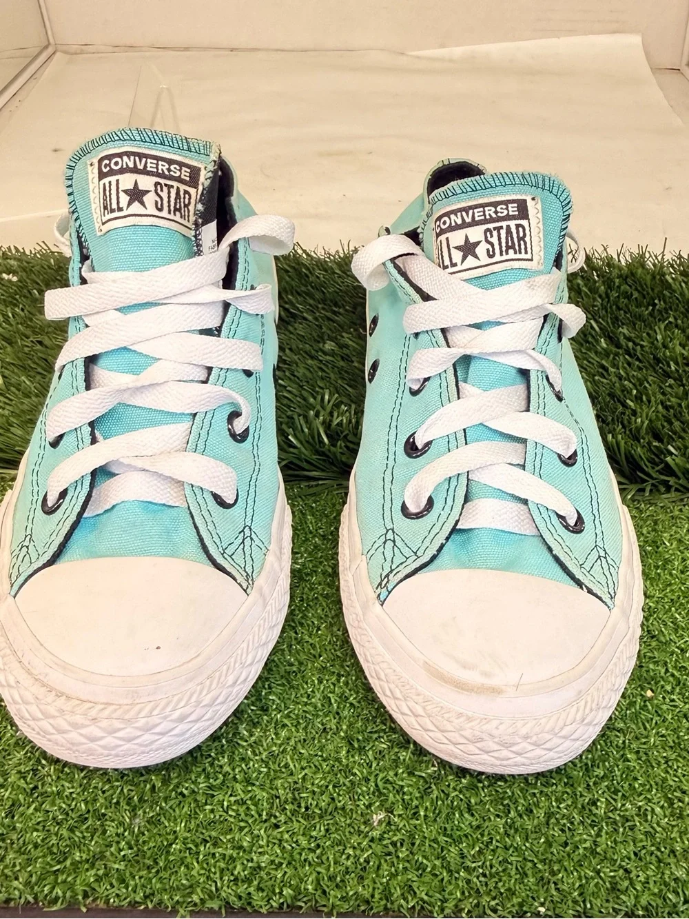 Converse Aqua/Turquoise Low-Top Canvas Sneakers with White Laces